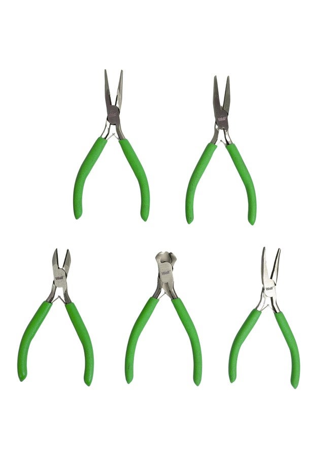 WULF 5 Pcs Pliers Set | Precision Hand Tools for Handcrafts, Model & Jewelry Making | Mini Pliers Kit with Comfort Grip Handles | Ideal for Cutting, Bending, Shaping & DIY Craft Projects - Image 1
